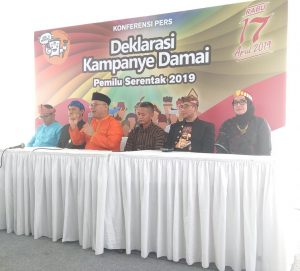 Konferensi Pers Deklarasi Kampanye Damai Pemilu 2019 oleh Komisi Pemilihan Umum Republik Indonesia hari Minggu (23/9/2018) di Monas, Jakarta